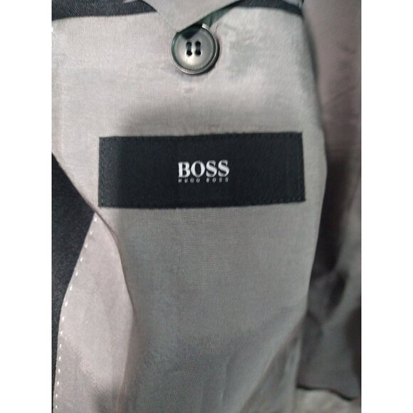 Boss Hugo Blazer Mens 42R Gray Wool Super 100 Sport Coat Suit Jacket 2 Button - Picture 12 of 13